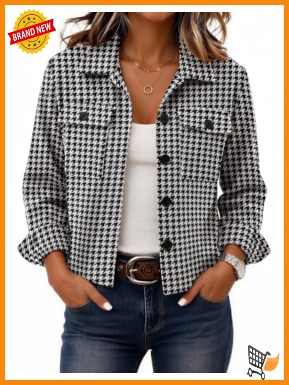 Cropped Plaid Flannel Shacket Button Front Casual Fall Jacket